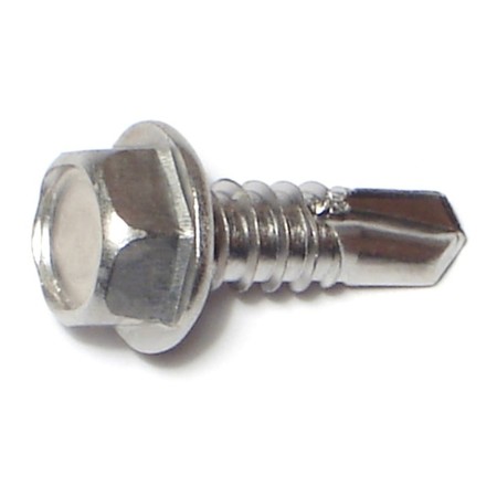 MIDWEST FASTENER Self-Drilling Screw, #14 x 3/4 in, Zinc Plated Stainless Steel Hex Head Hex Drive, 50 PK 09855